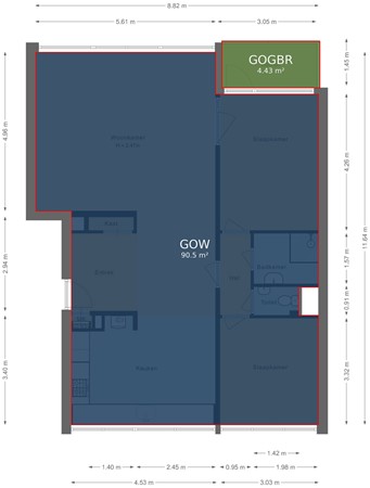 Floorplan - Patmosdreef 34, 3562 JM Utrecht